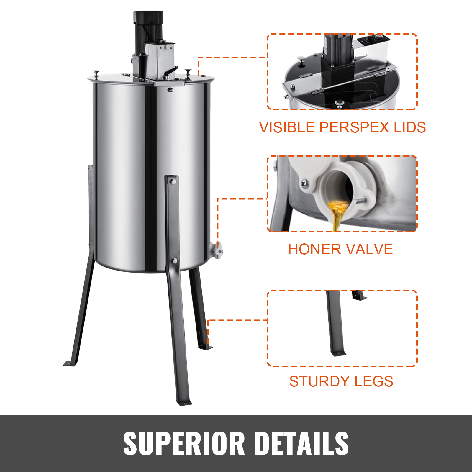 2 Frame, Stainless Steel, Electric Honey  Extractor
