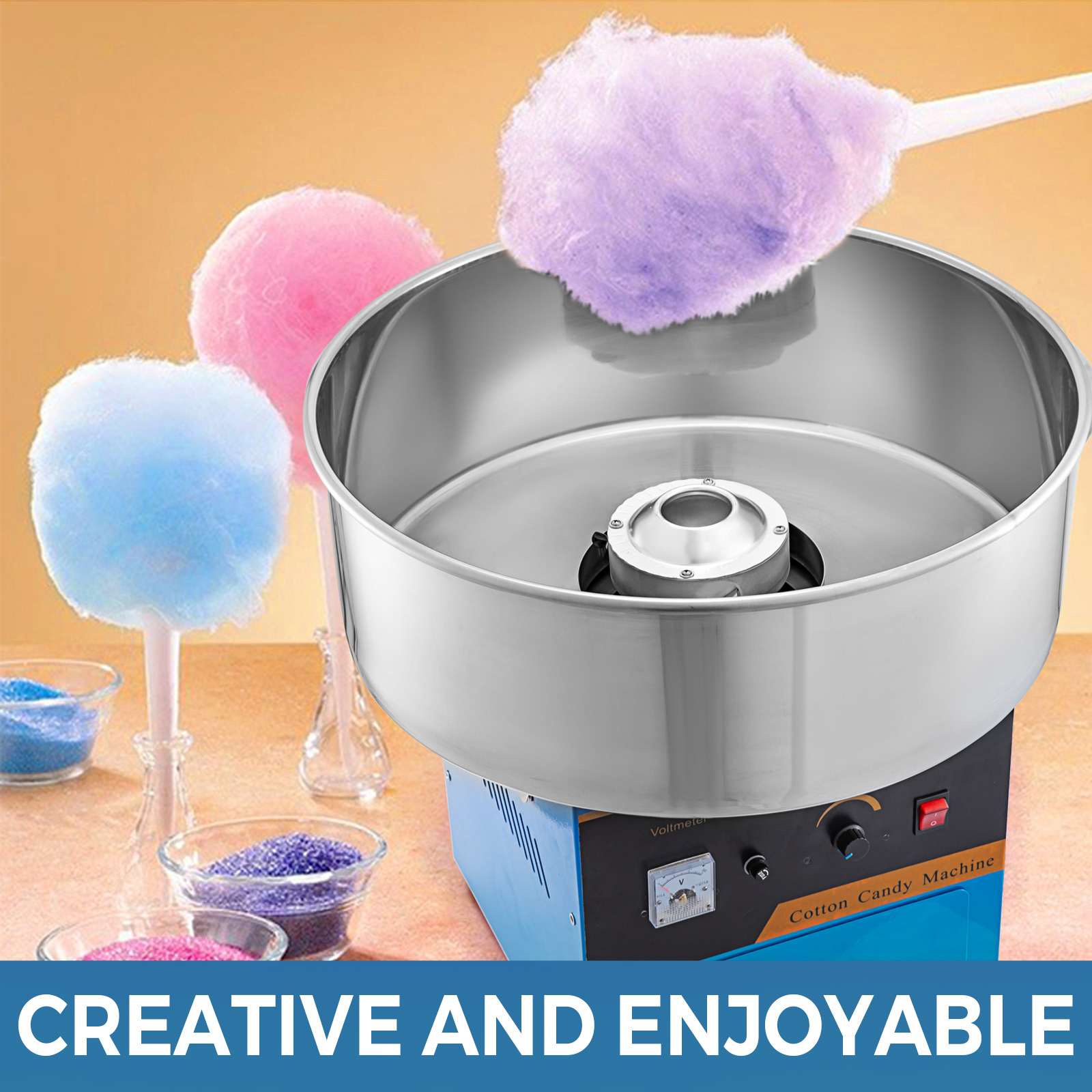 21"Commercial Cotton Candy Machine Sugar Floss Maker Party Electric （Blue） 