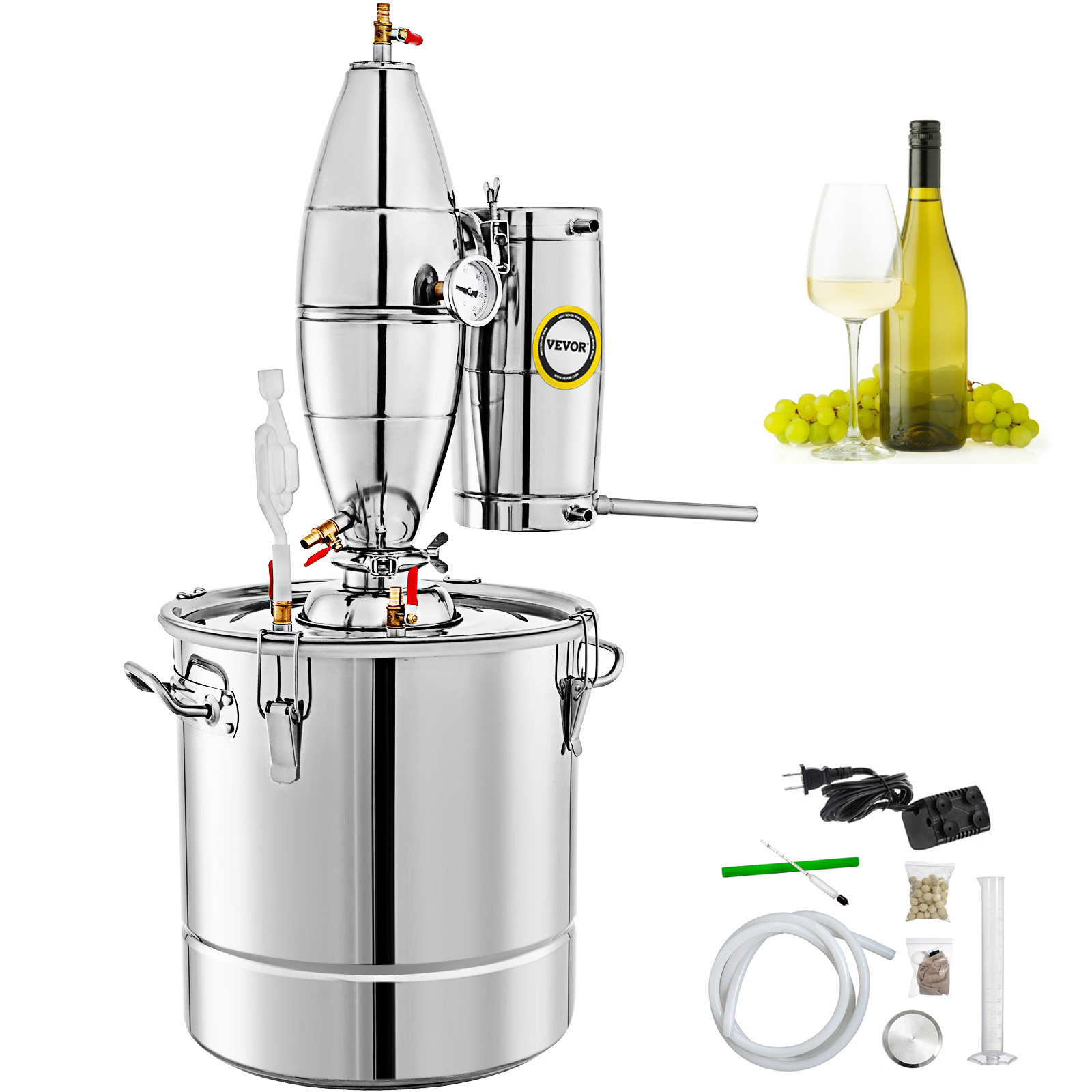 Stainless 8G Alcohol Distiller Brewing Kit Moonshine 30L Still Wine Boiler Home 