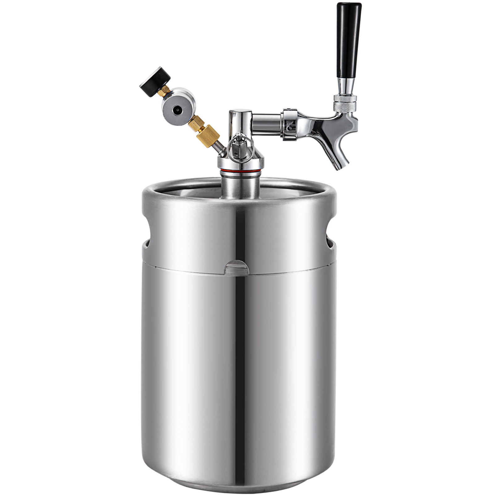 Mini Keg Growler VEVOR Beer Mini Keg 2/4/5 L Pressurized Growler w/ Tap Faucet 
