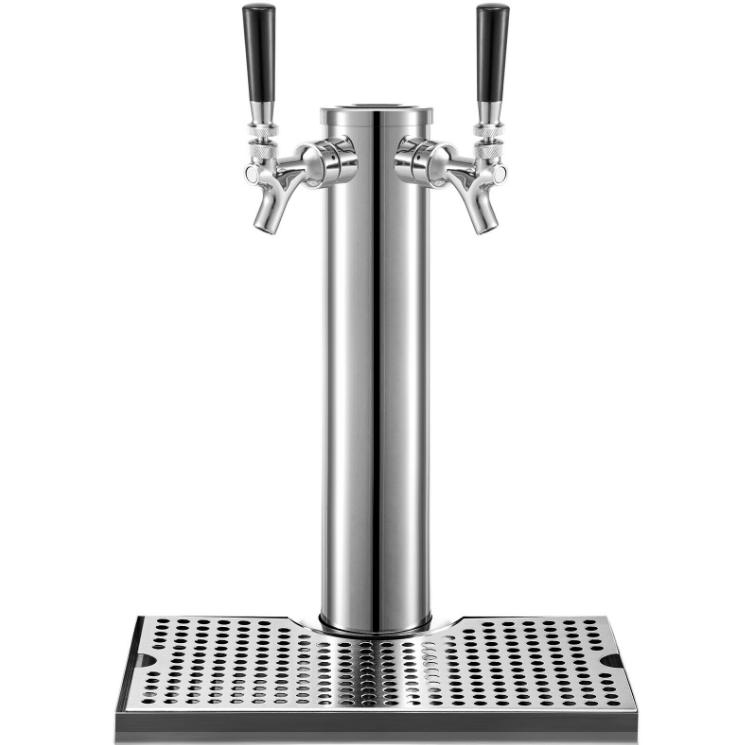 Beer Tower with Drip Tray,Stainless Steel,Double Faucet