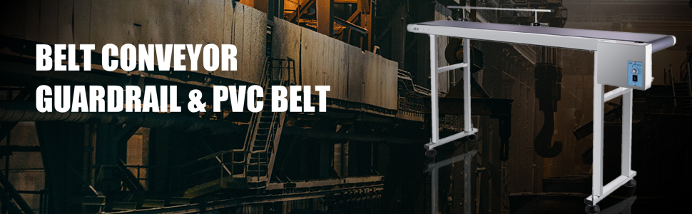INTBUYING Conveyor Belts 59x 7.8 110V Powered Rubber PVC Belt Adjustable Speed