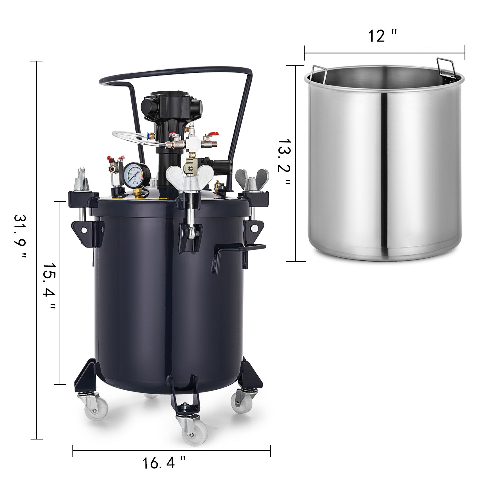 5 Gallon Spray Paint Pressure Pot Agitator Commercial Automotive Wide Paint Sprayer For 5 Gallon Bucket