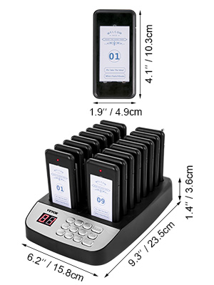 VEVOR Restaurant Wireless 300-500m Guest Paging System 16-20 Beepers Queuing Calling Pagers