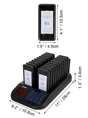 VEVOR Restaurant Wireless 300-500m Guest Paging System 16-20 Beepers Queuing Calling Pagers