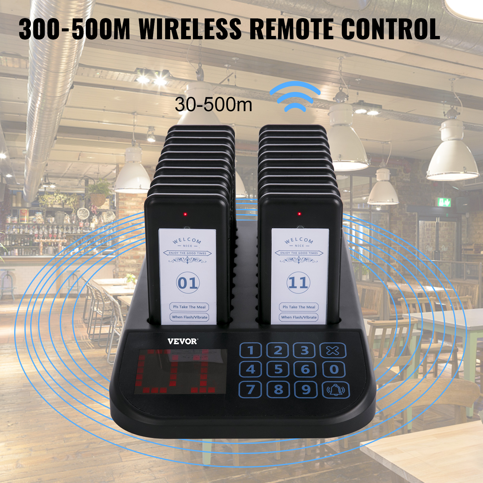 VEVOR Restaurant Coaster Pager Wireless Paging Calling System for Cafe Church US 