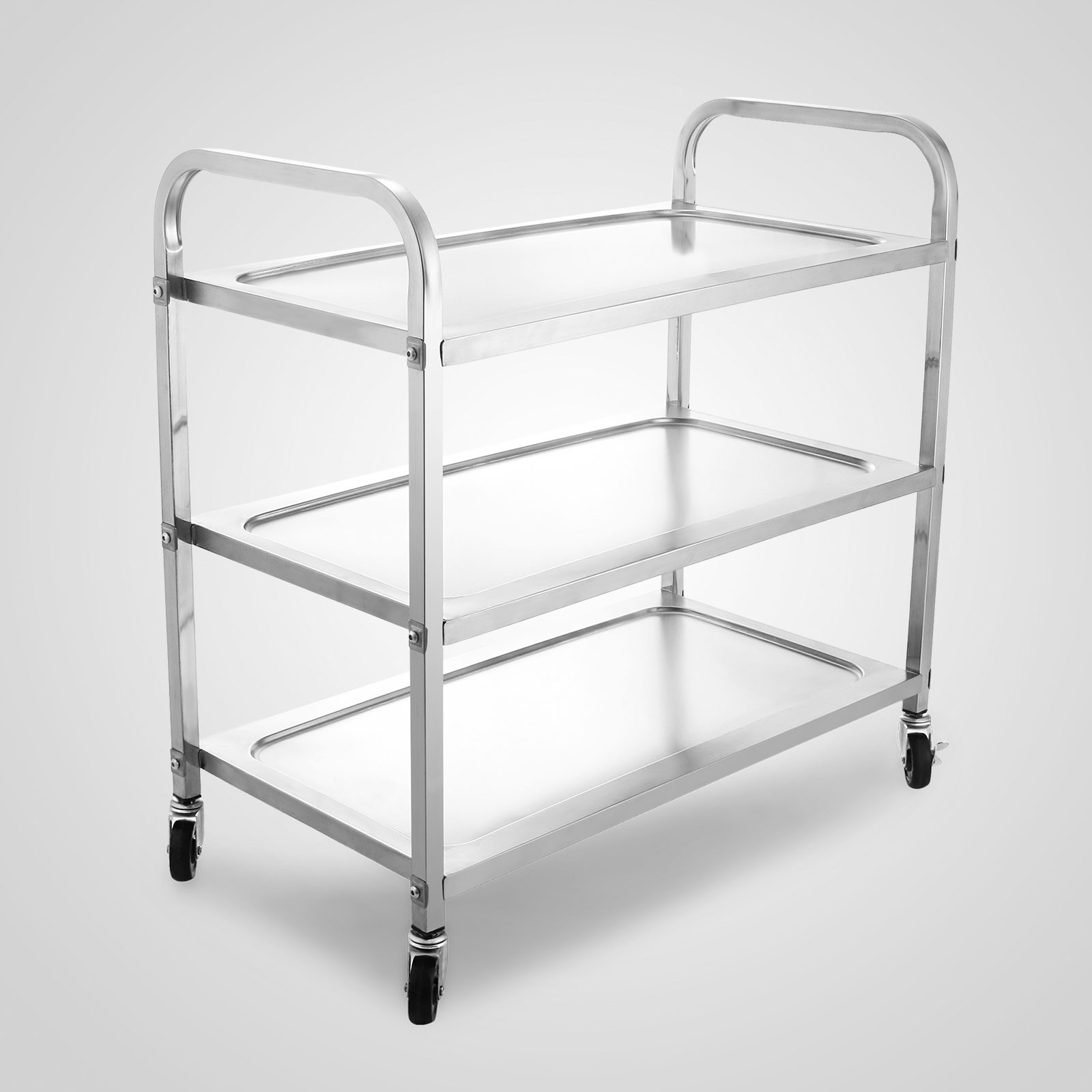 Utility Cart 3 Shelf Utility Cart on Wheels 330Lbs Stainless Steel Stainless Steel Laundry Cart With Wheels