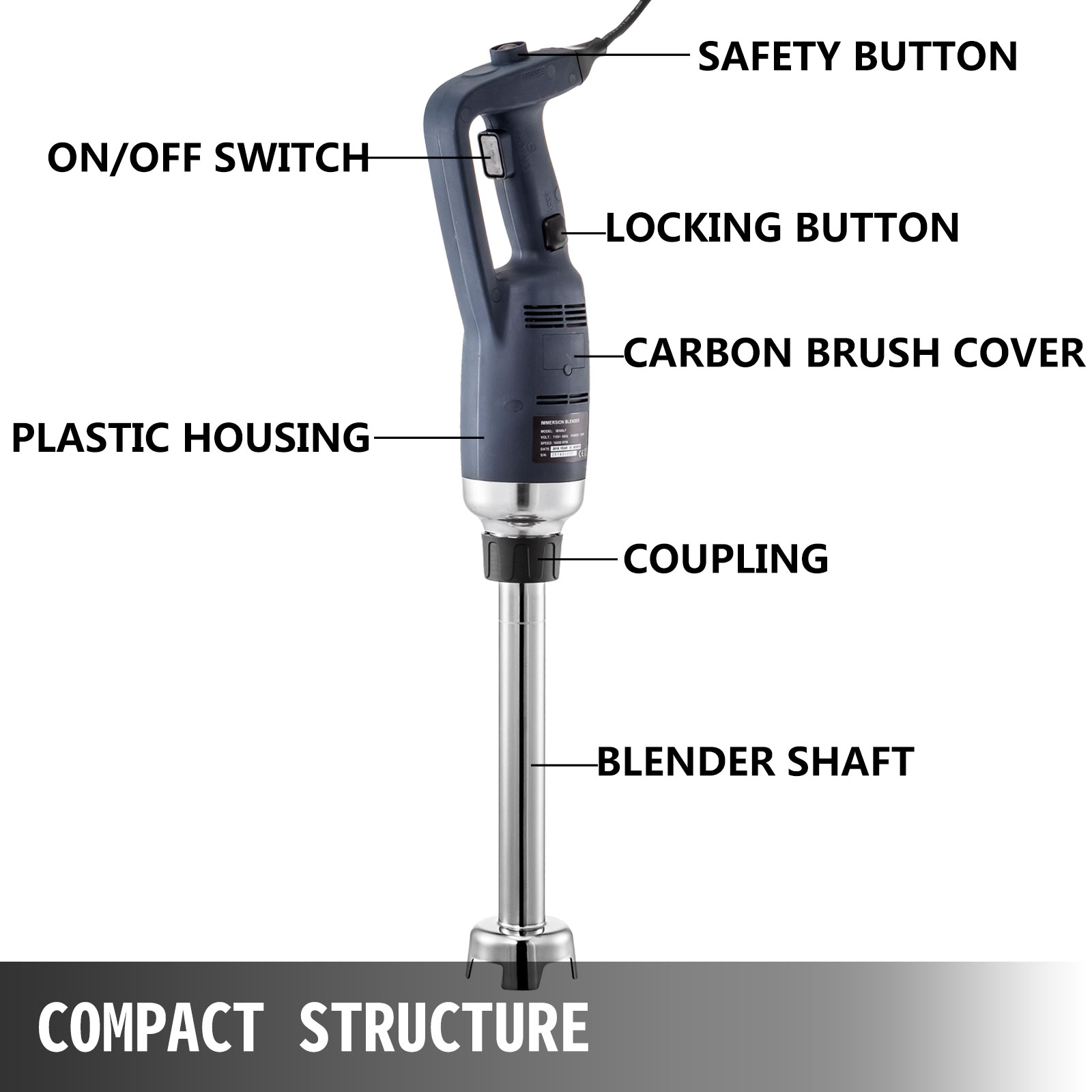 commercial immersion blender, 500w, constant speed