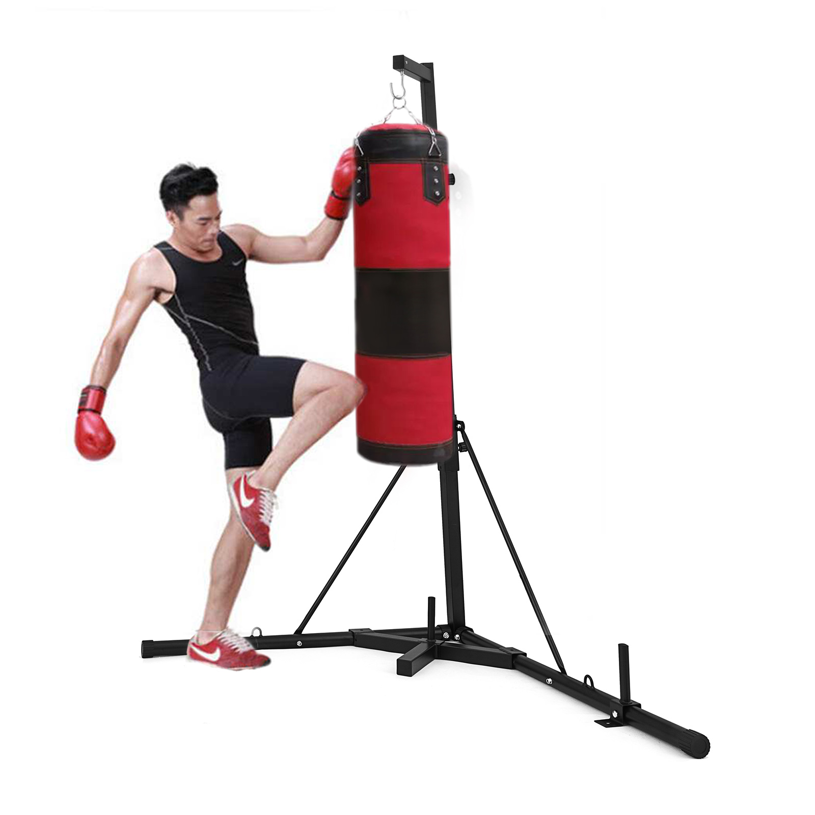 2in1 Foldable Boxing Bag Stand Pull Up Bar Muilt-Function Station Punch ...