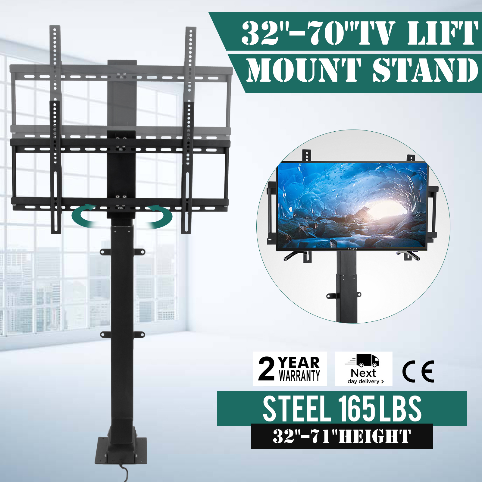Motorized TV Lift Mount Bracket For 32-70 inch TVs With Remote Controller