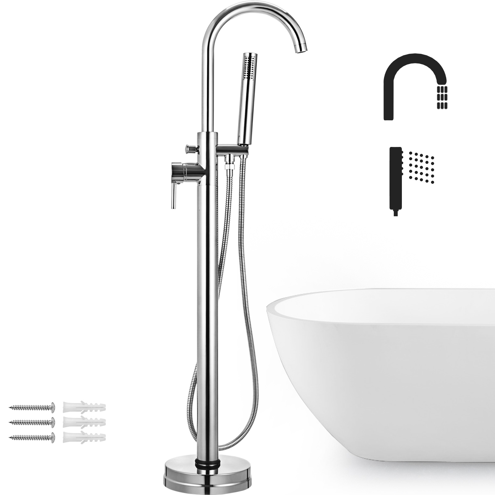 Floor Mounted Bathtub Faucet Free Standing Tap Tub Filler With