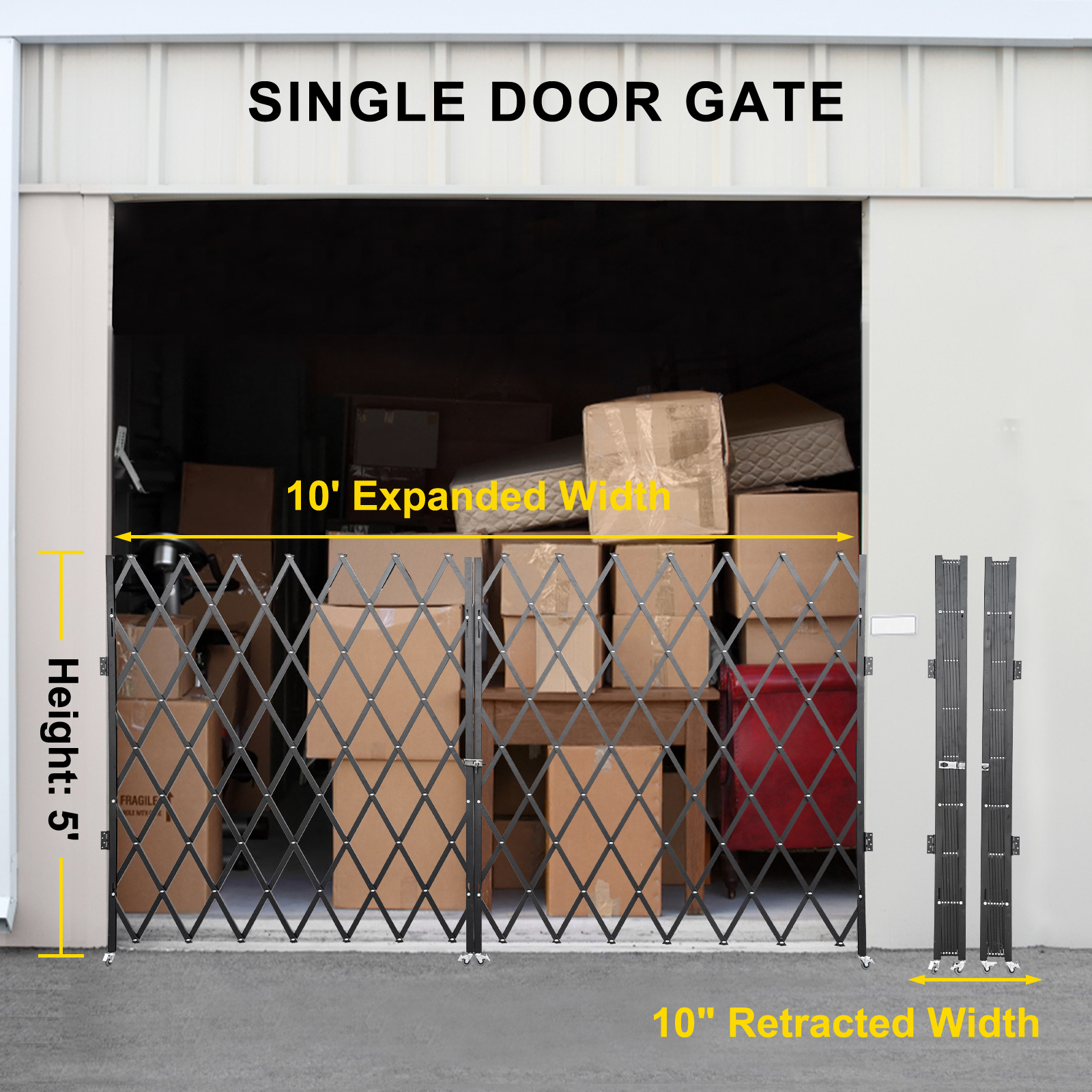Folding Security Gate,Double,5H x 10W