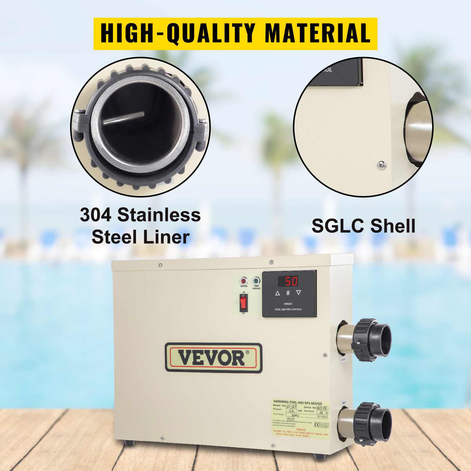 ELECTRIC Water Heater 5.5/9/11/15/18KW 220V Swimming Pool SPA Hot Tub Thermostat 