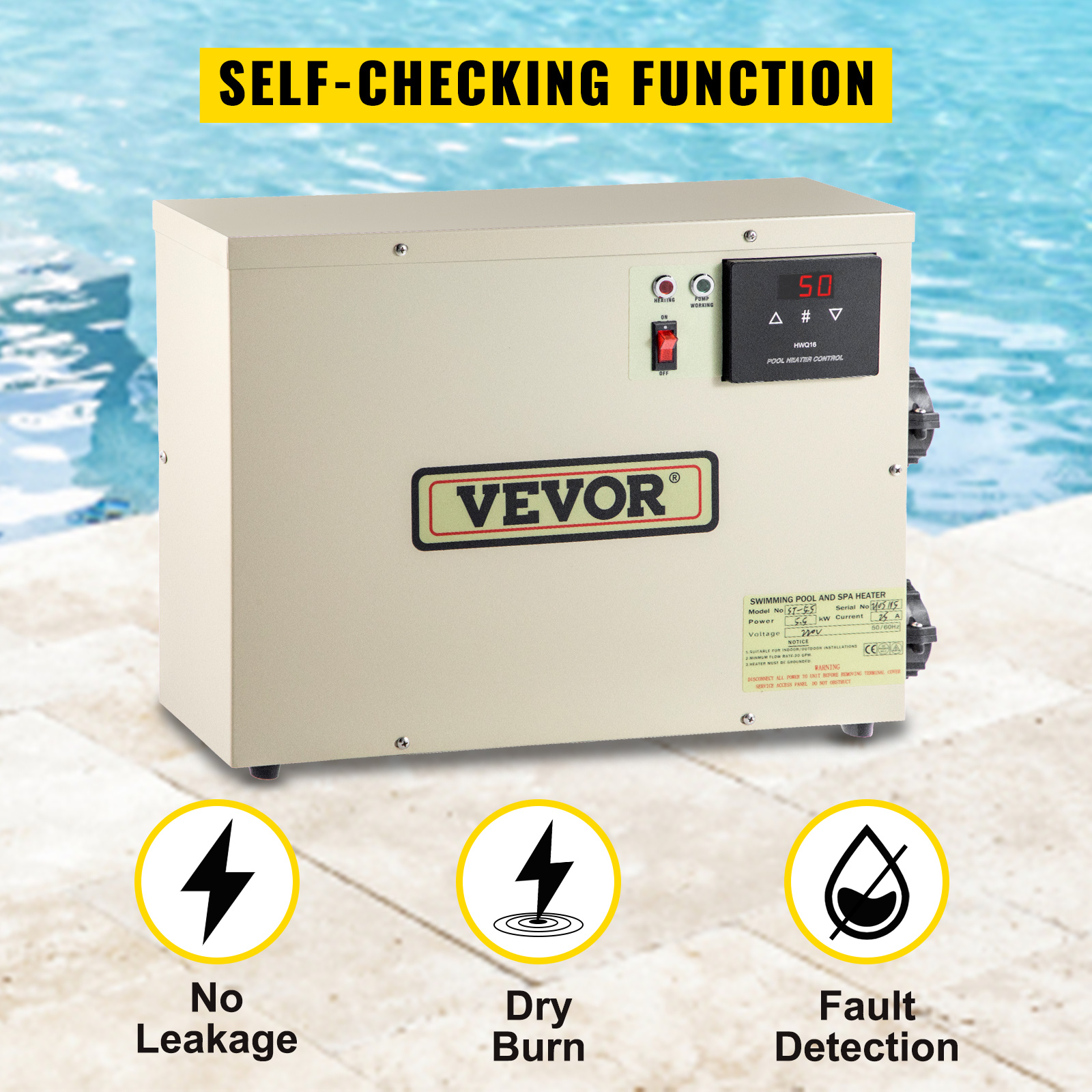 ELECTRIC Water Heater 3/5.5/9/11/15/18KW Swimming Pool SPA Hot Tub Thermostat US 