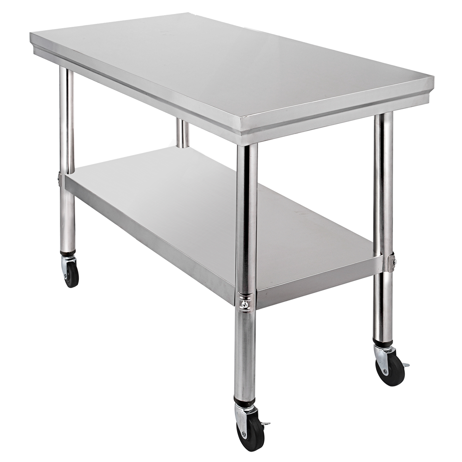 30" x 24" Stainless Steel Work Prep Table with Wheels Kitchen Stainless Steel Prep Table With Wheels