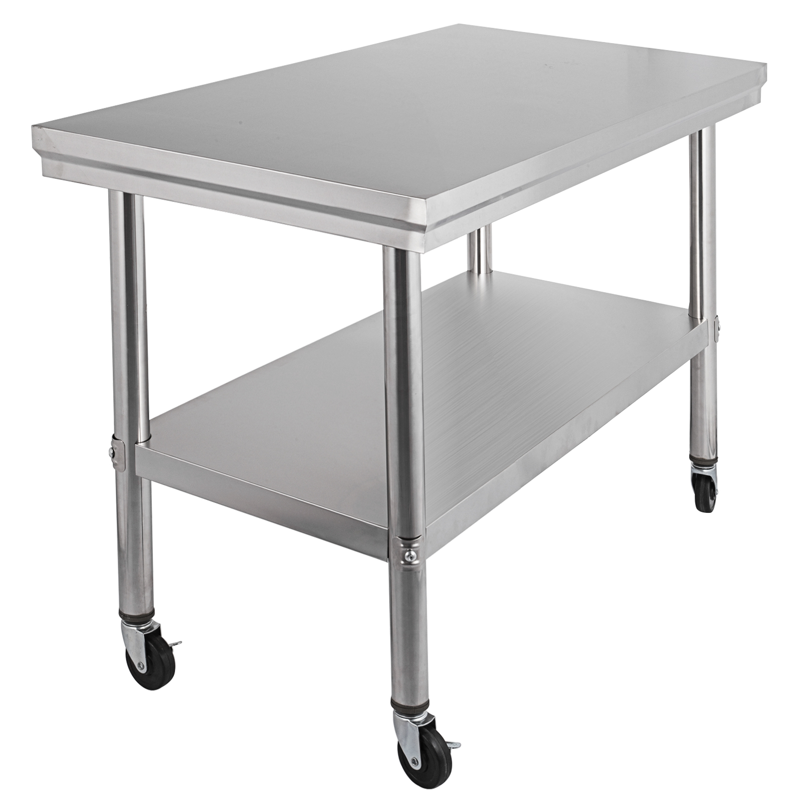 Commercial 30" x 24" Stainless Steel Work Prep Table With 4 Wheels Stainless Steel Prep Table With Wheels