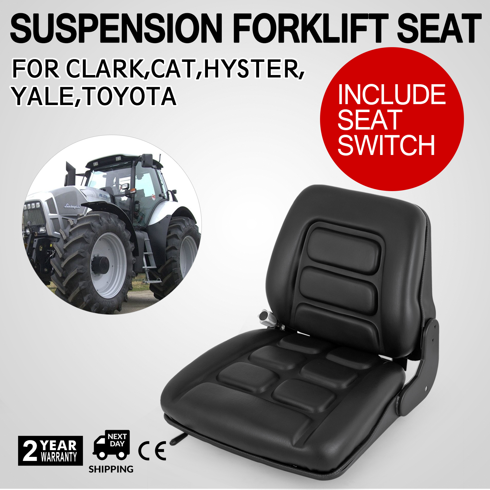 UNIVERSAL VINYL FORKLIFT SUSPENSION SEAT FIT CLARK HYSTER TOYOTA HIGH NEW SELL