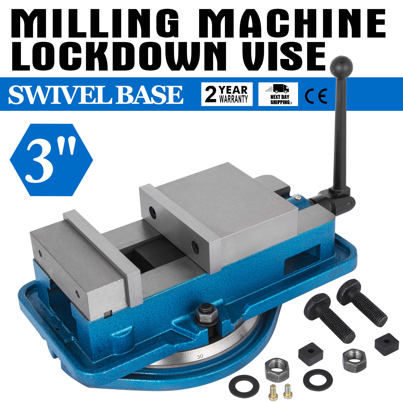 5/" Milling Machine Lockdown Vise 360° Swiveling Base Precision Bench Top Removal