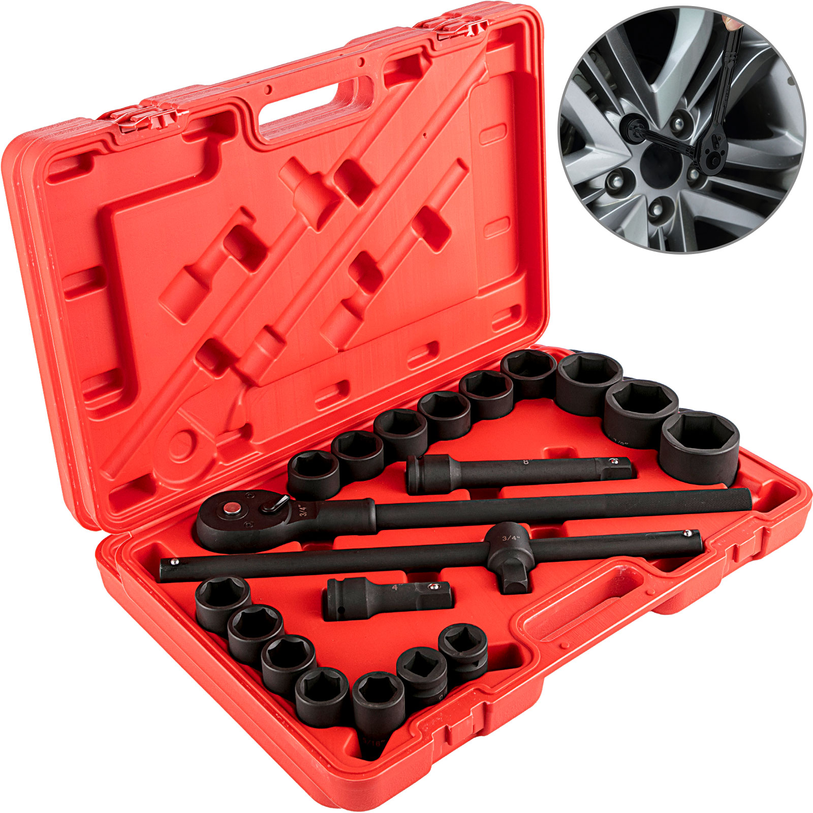 Impact Sockets, 3/4 Inches, 21 Piece
