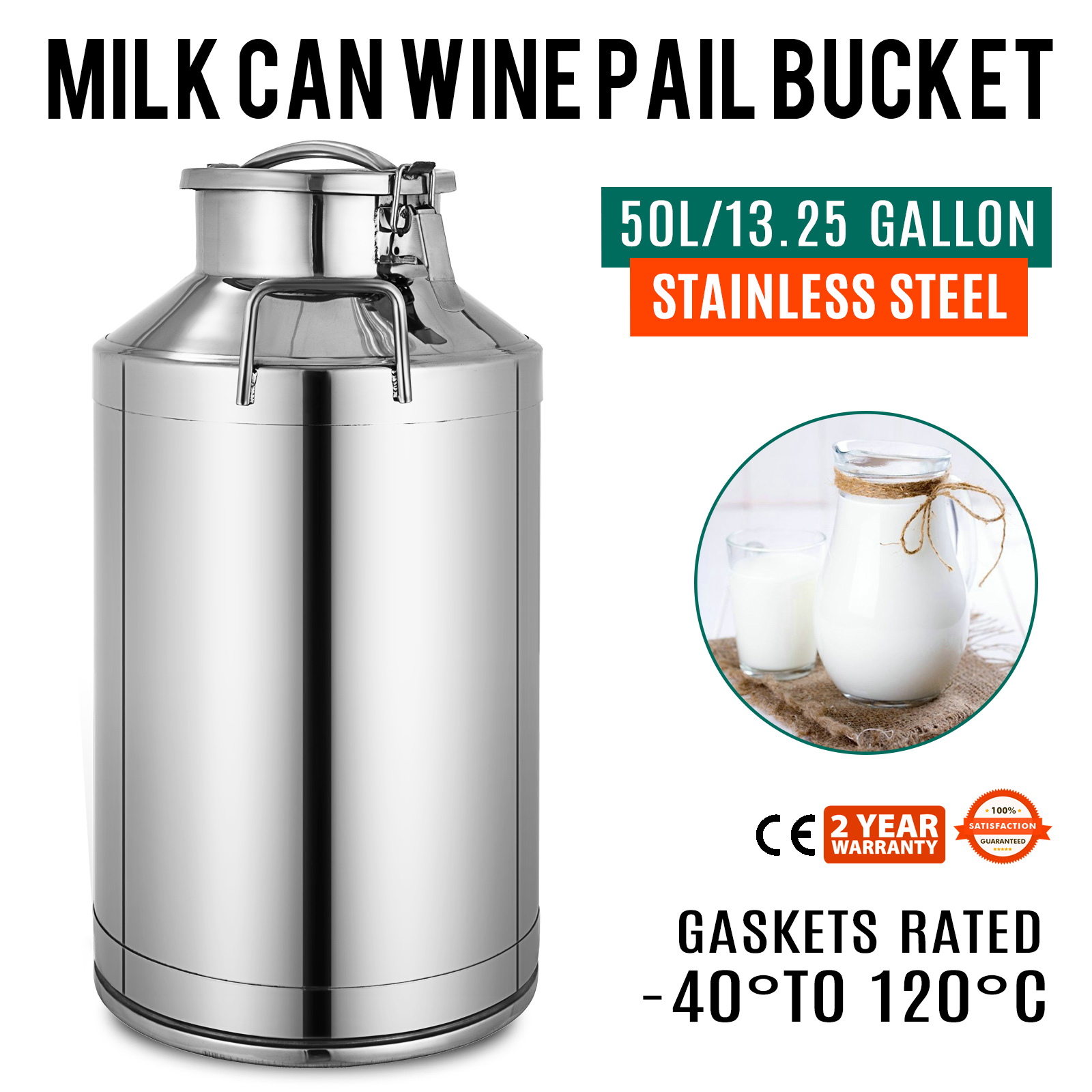 10L Capacity New Stainless Steel Milk Can with Lid 