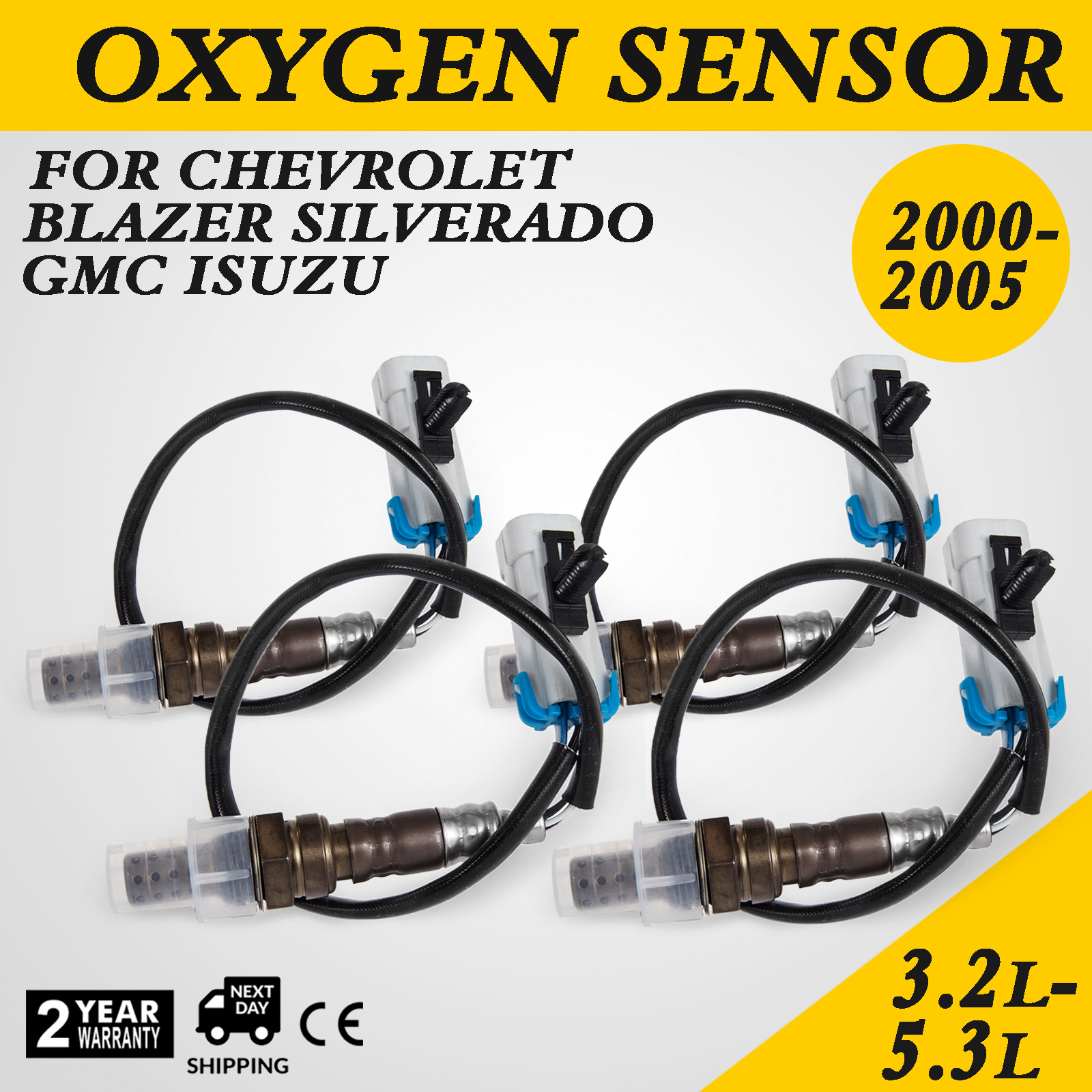 4pcs Oxygen Sensor Upstream Downstream O2 for 00-02 GMC Sierra Chevy Silverado