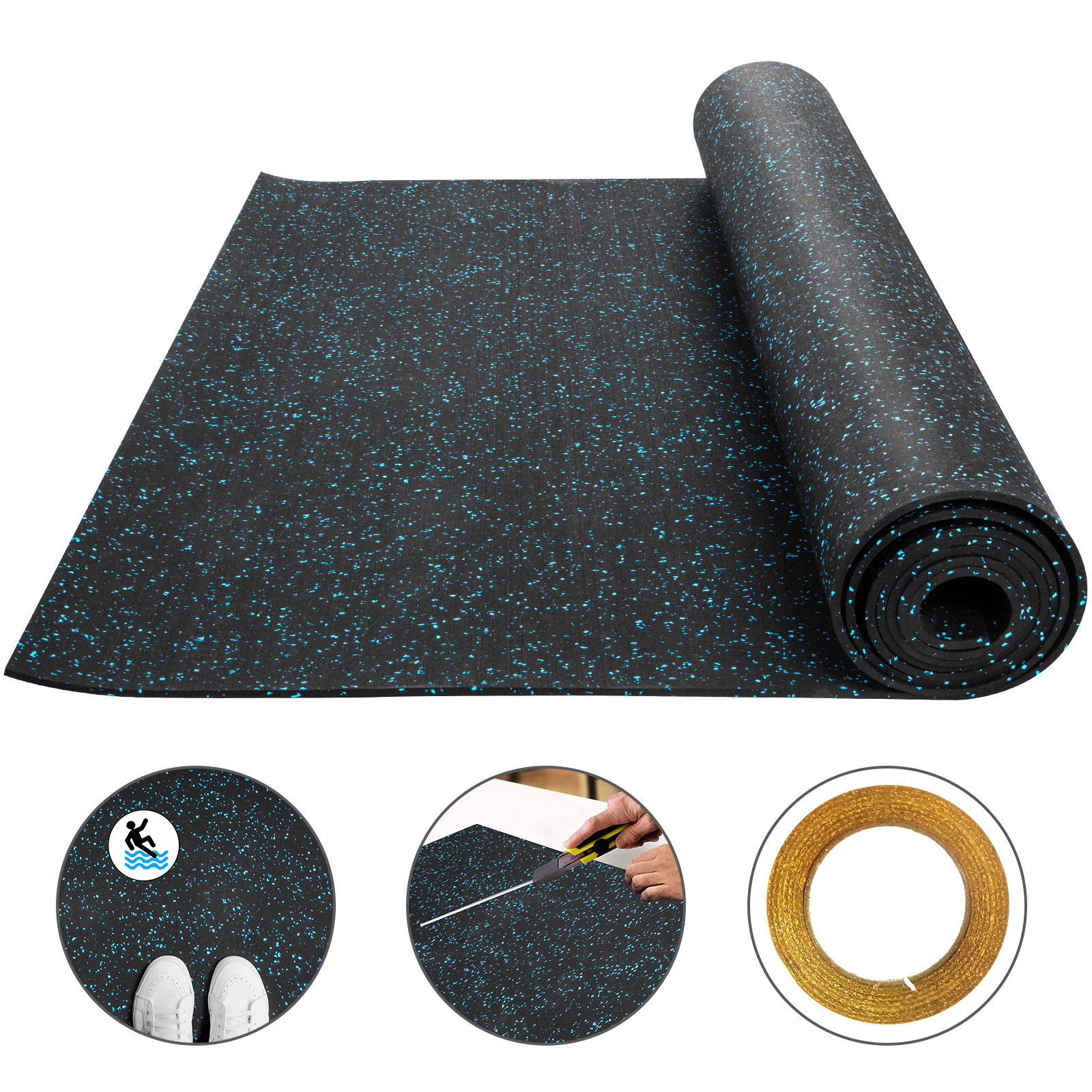 Rubber Flooring Mats Rolls 8mm 3 6 X15 3 Exercise Gym High Density Non Slip Ebay