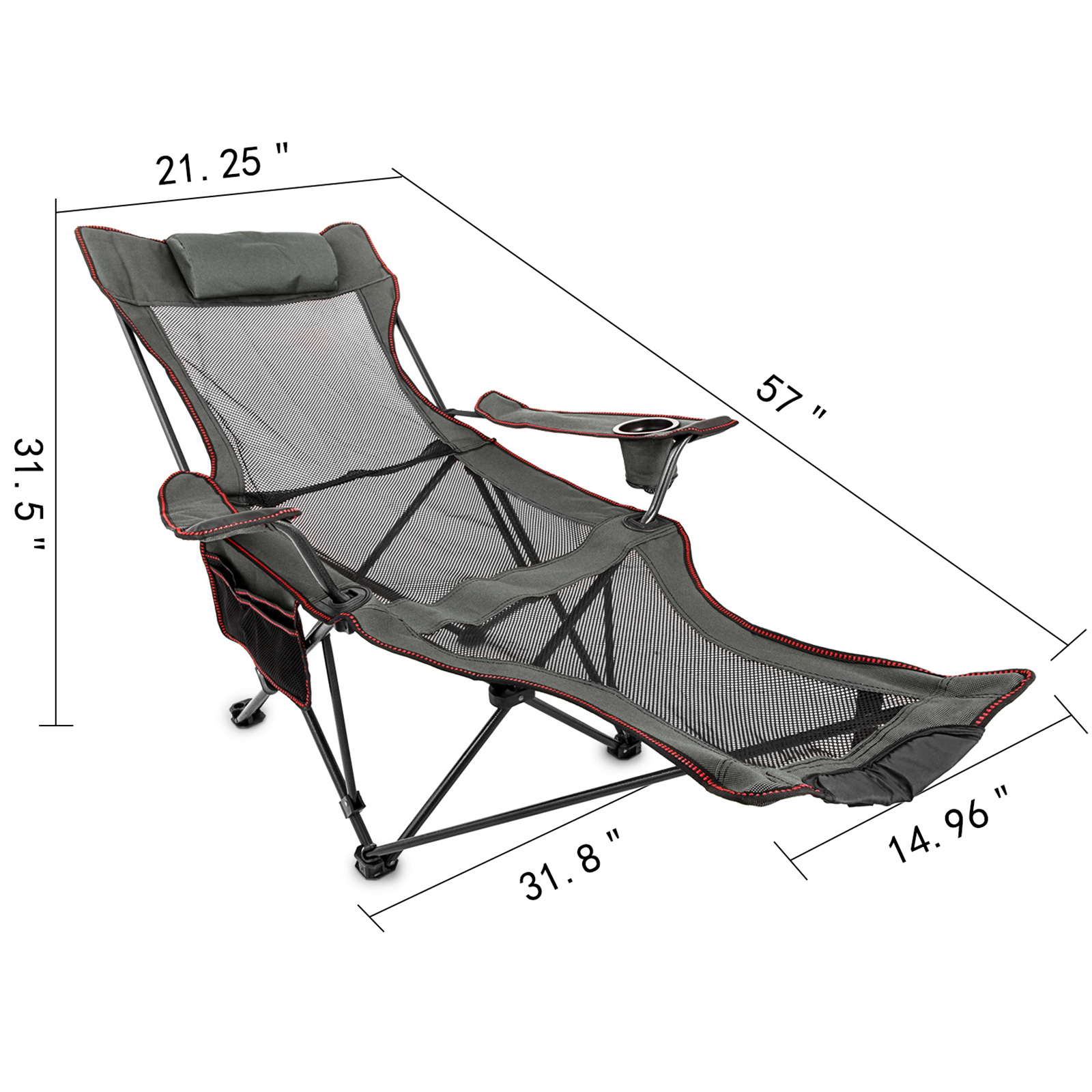 Vevor Reclining Folding Chair Sun Lounger Beach Bed Garden Recliner Camping Ebay
