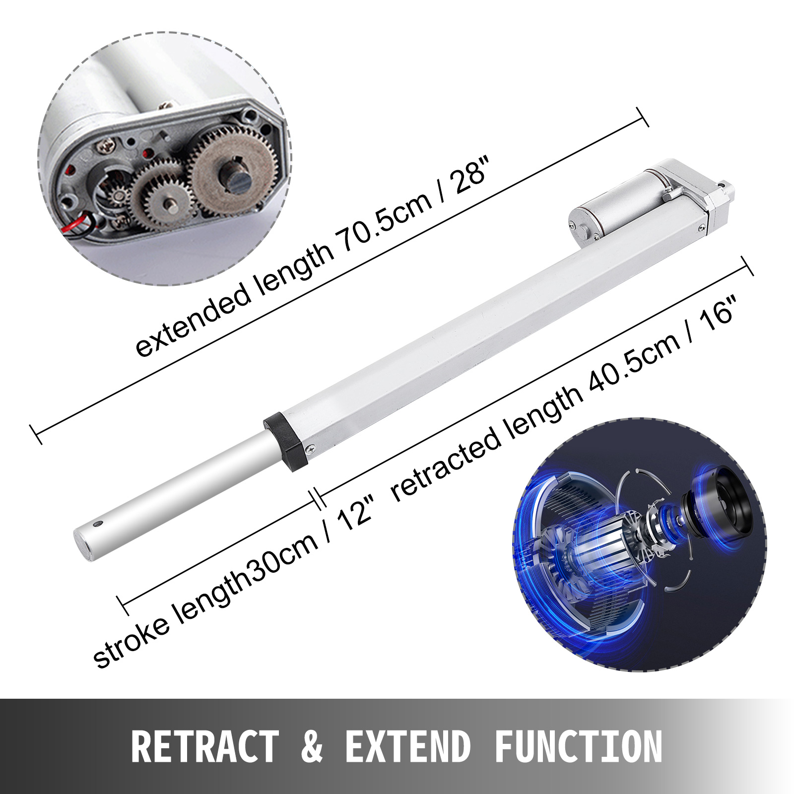 Details about   20" Linear Actuator Stroke 6000N 500mm 5mm/s Auto Lift Heavy Duty 12V DC IP44 US 