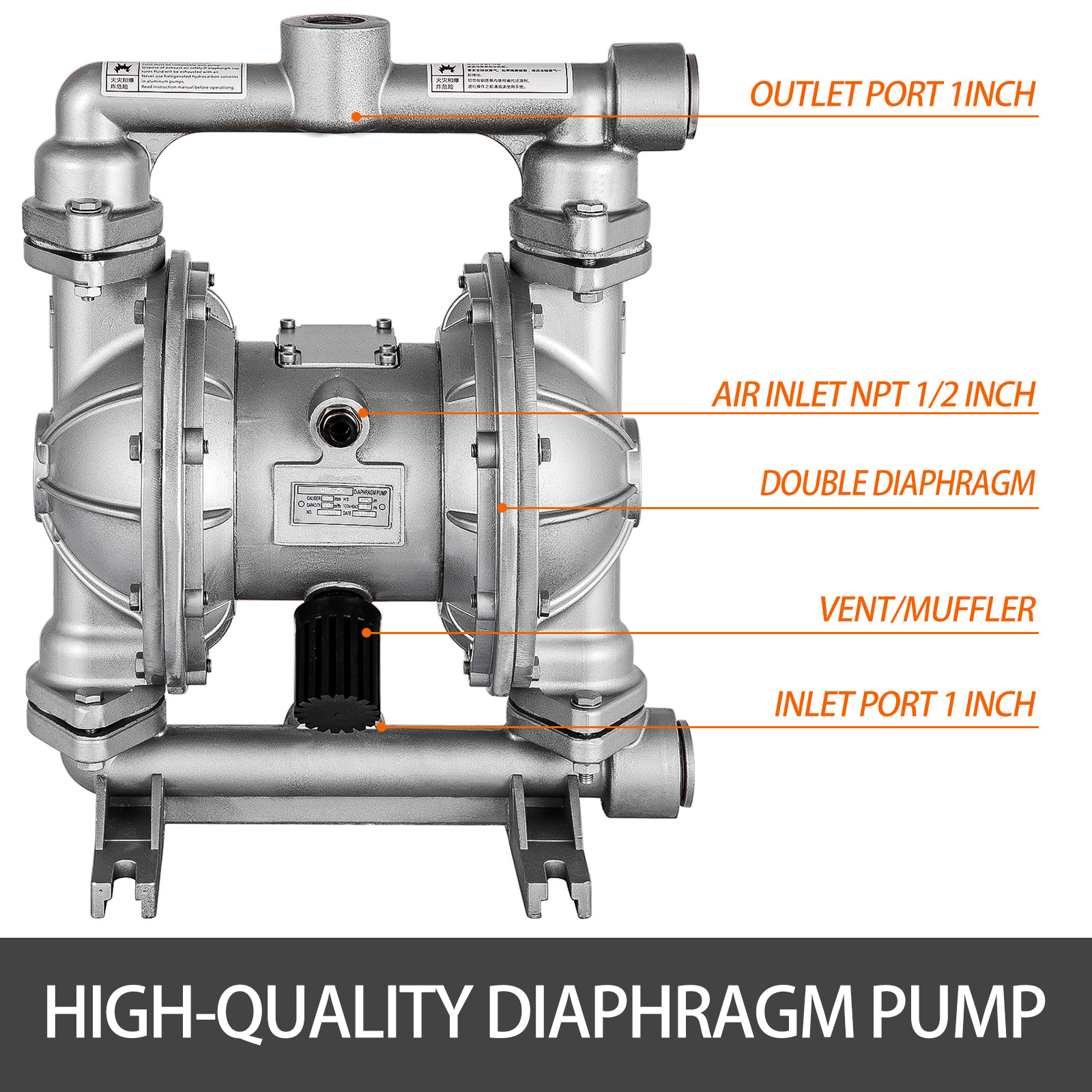 Details about   44GPM Air Operated Double Diaphragm Pump Petroleum Fluids 1-1/2" Inlet & Outlet