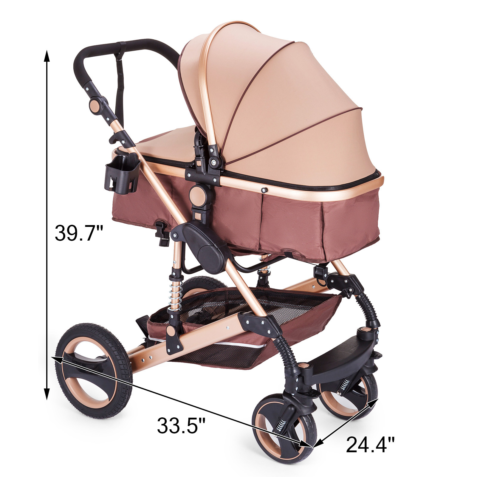 Newborn Baby Stroller Luxury Buggy Pram Foldable Pushchair Infant Carriage 