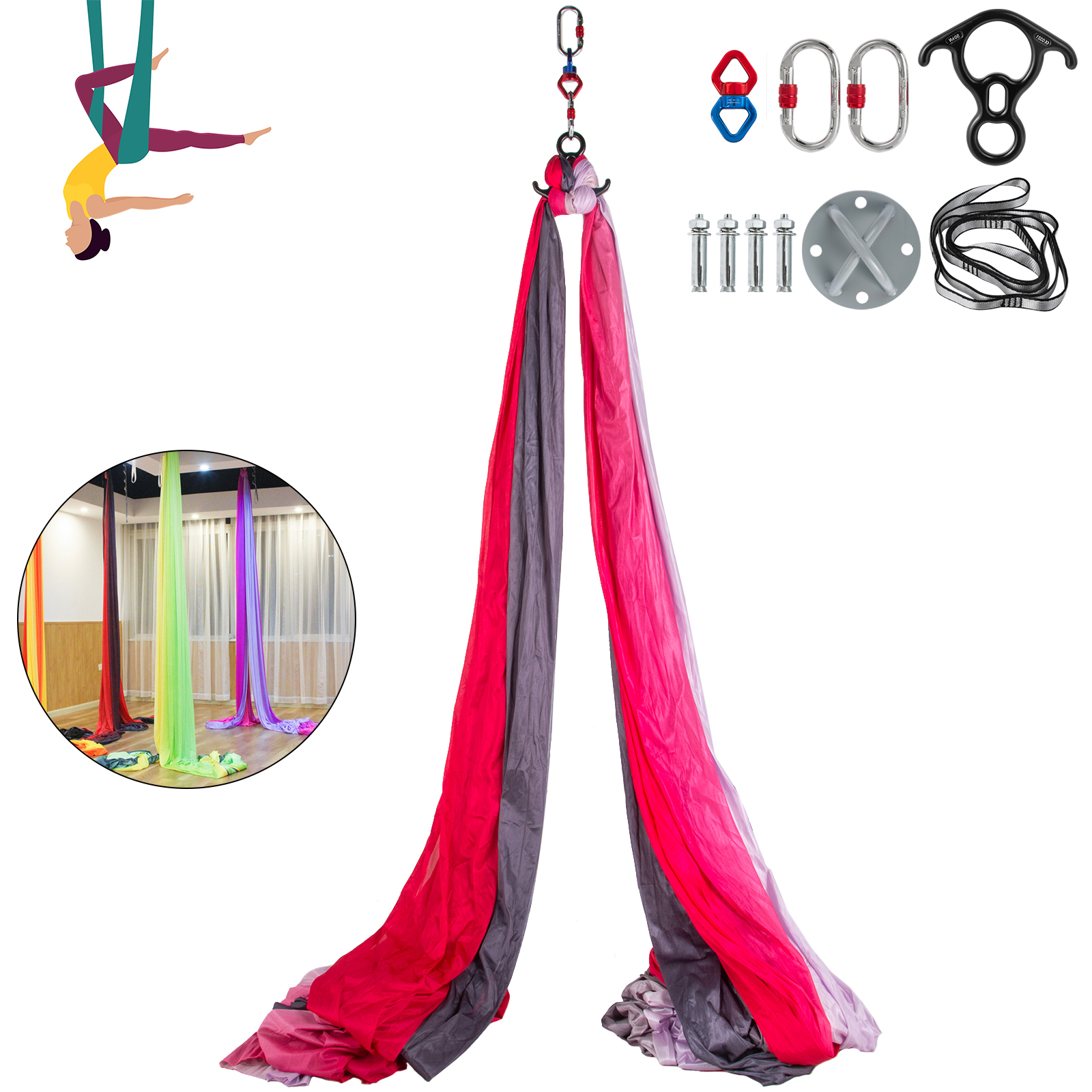 Aerial Silk 11 Yards Yoga Swing Hammock Anti-gravity 10Mx2.8M fits Trapeze Stand 