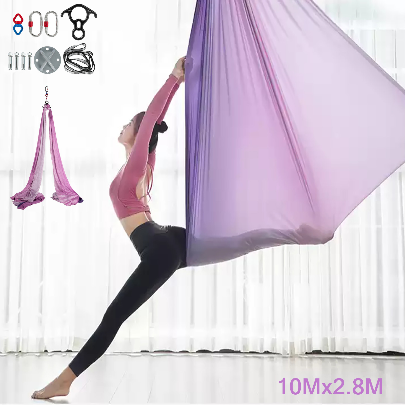 Details about   Aerial Silk 11Yards Aerial Yoga Hammock Trapeze Antigravity Pilate 10Mx2.8M Home 