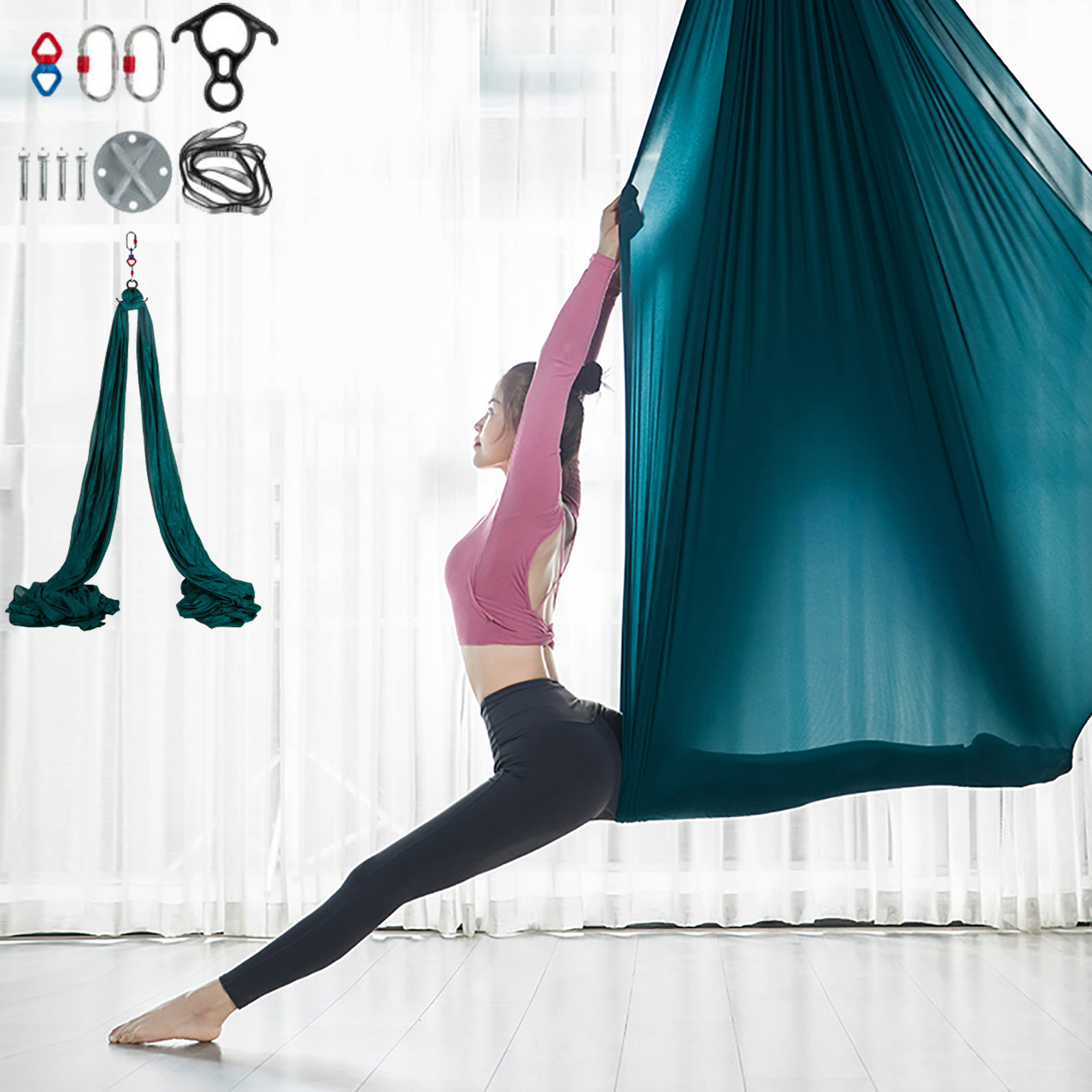 Aerial Silk 11 Yards Yoga Swing Hammock Anti-gravity 10Mx2.8M fits Trapeze Stand 