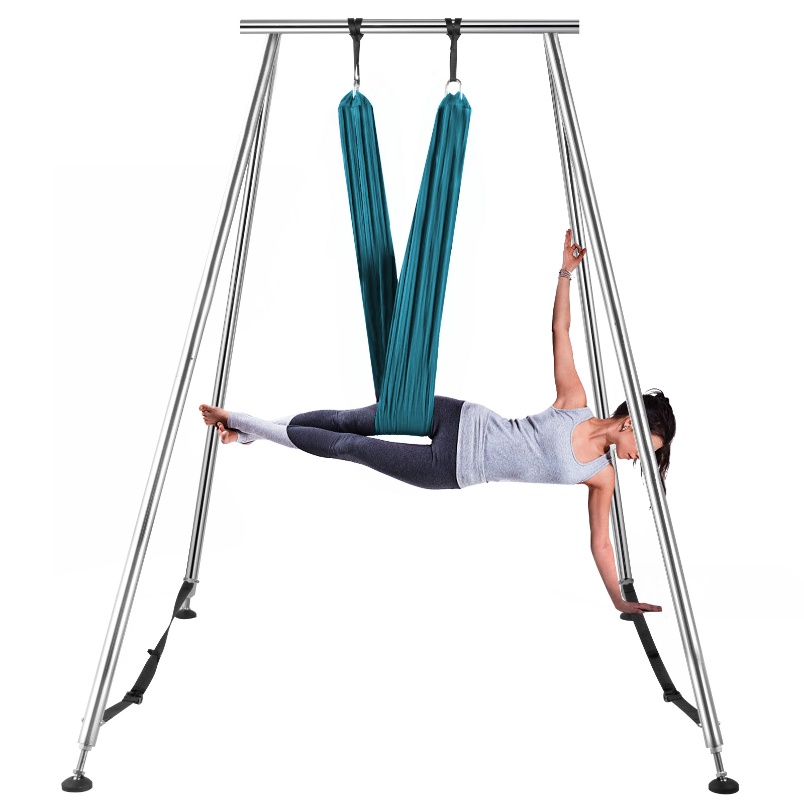 Details about   Aerial Stand Yoga Swing Stand Fitness Frame Indoor Portable w/6M Aerial Hommock 