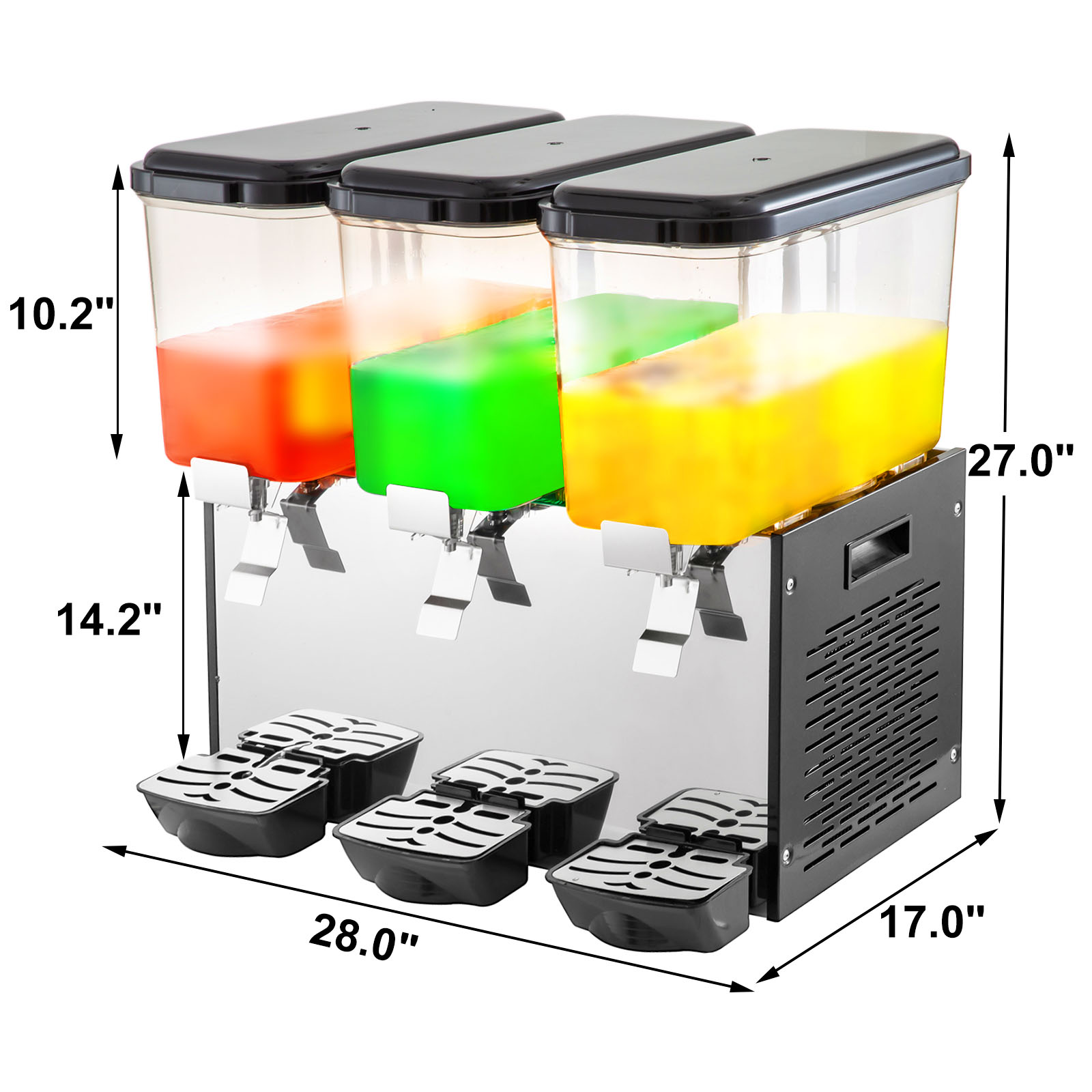 Commercial 18L×3 Tank Frozen Juice Beverage Dispenser Fruit Ice Tea Cold Drink 