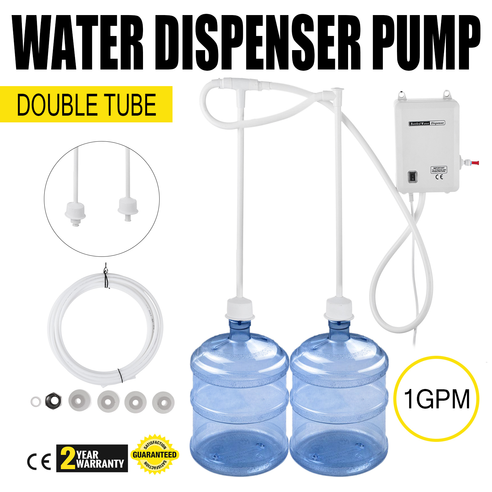 Double Inlet Bottled Water Dispensing Pump System for Bunn Flojet f/Ice Maker US 