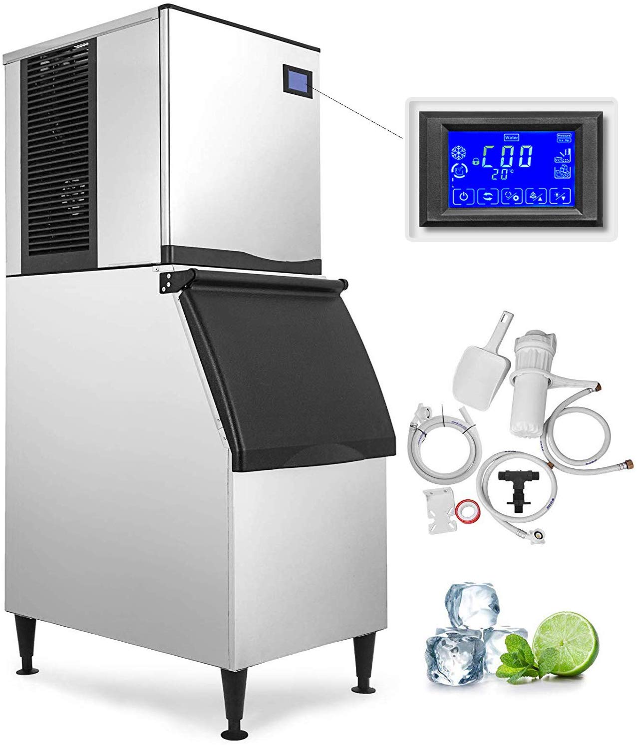 ice maker, stainless steel, 350 lbs/24h