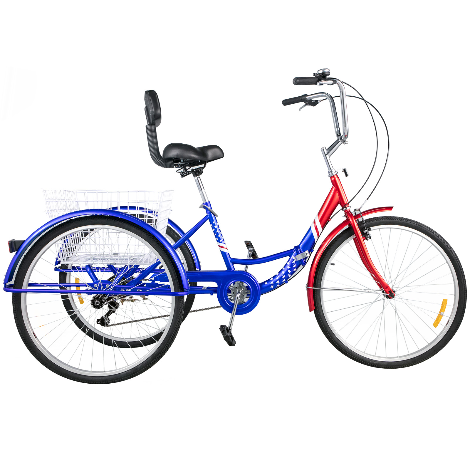 Foldable Adult Tricycle 26'' Folding Tricycle 1-Speed 3 Wheel Bikes For Adults 