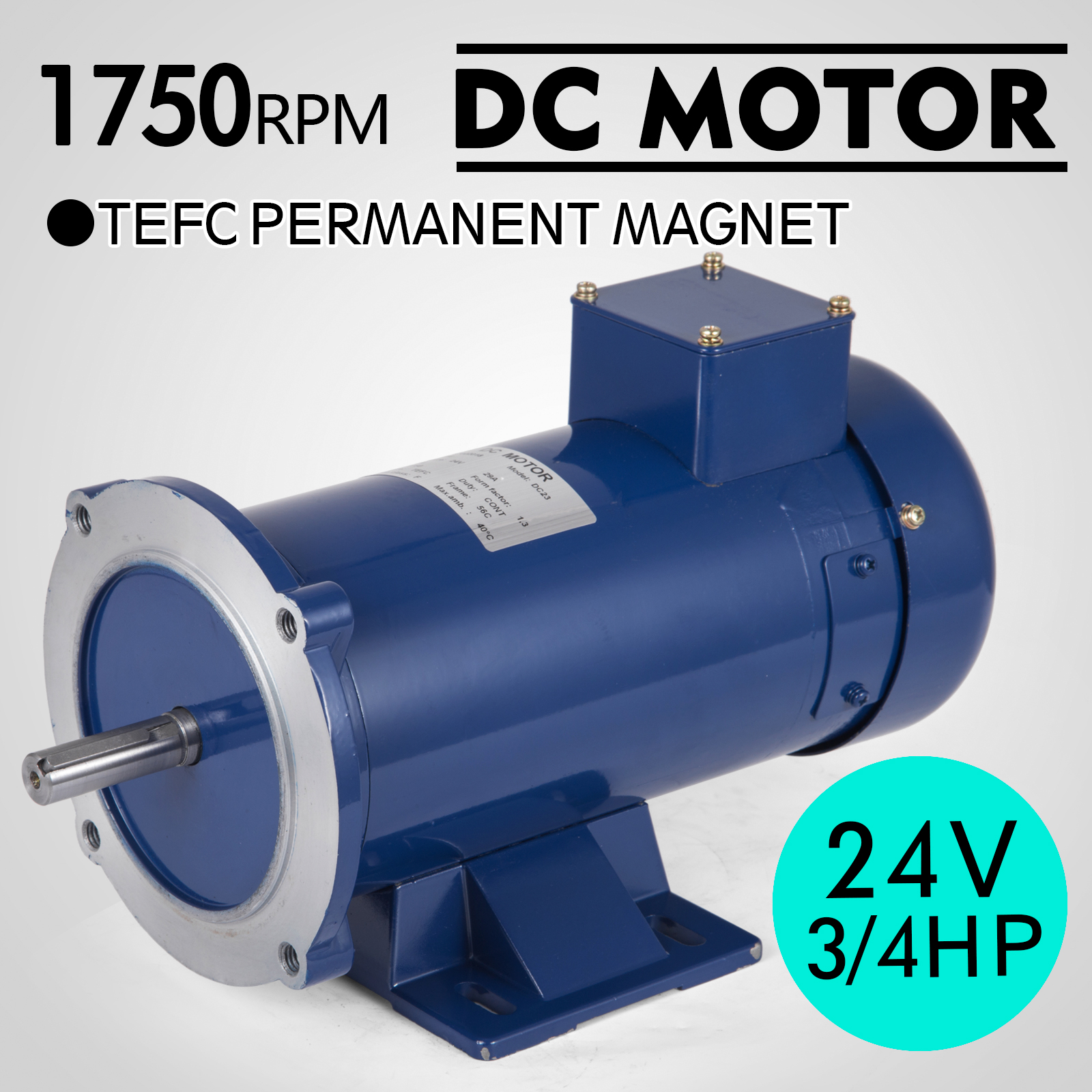 1/4HP 1750RPM TEFC PERMANENT MAGNET DC MOTOR 56C 24V 