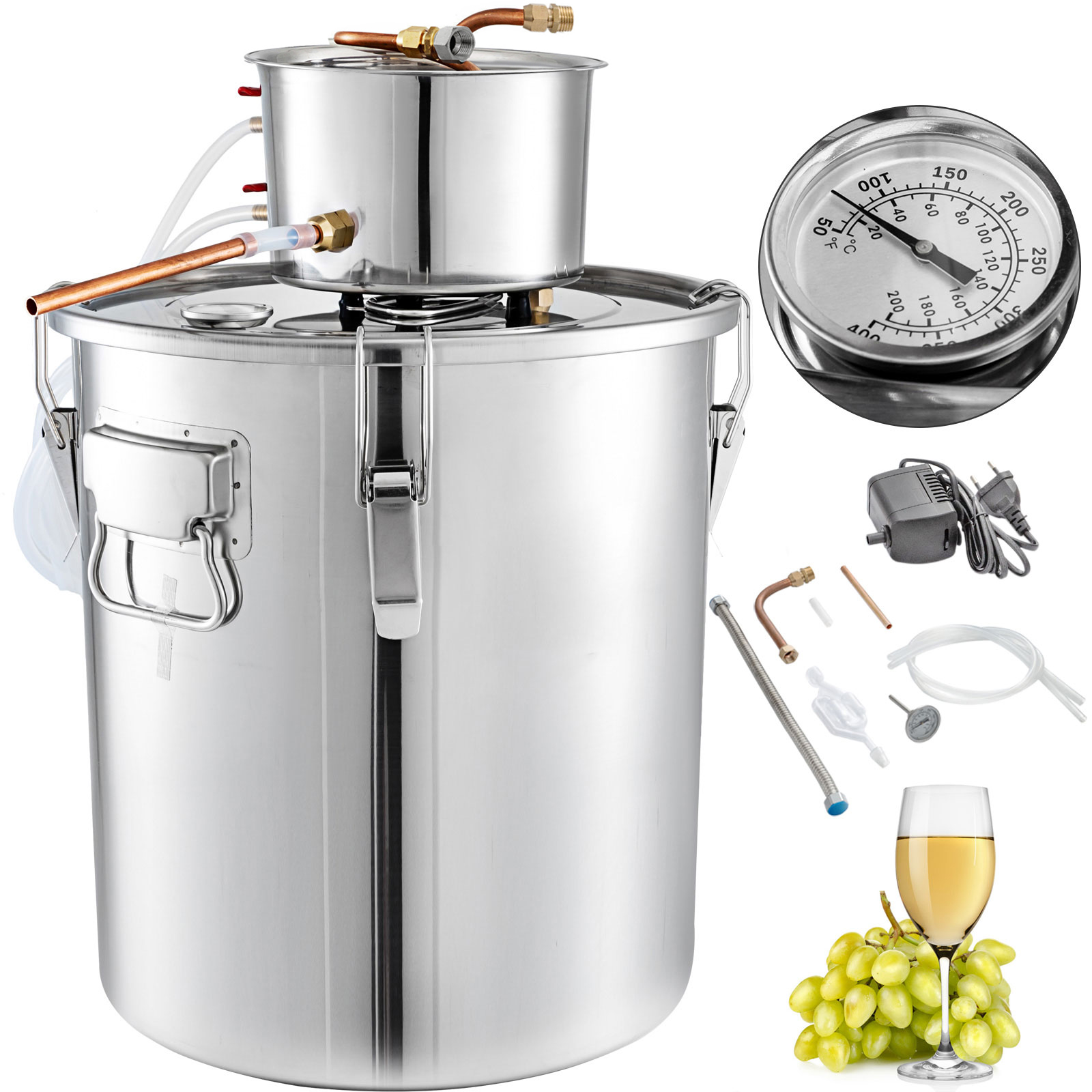 alcohol distillery kit, 3 gallons, with water pump