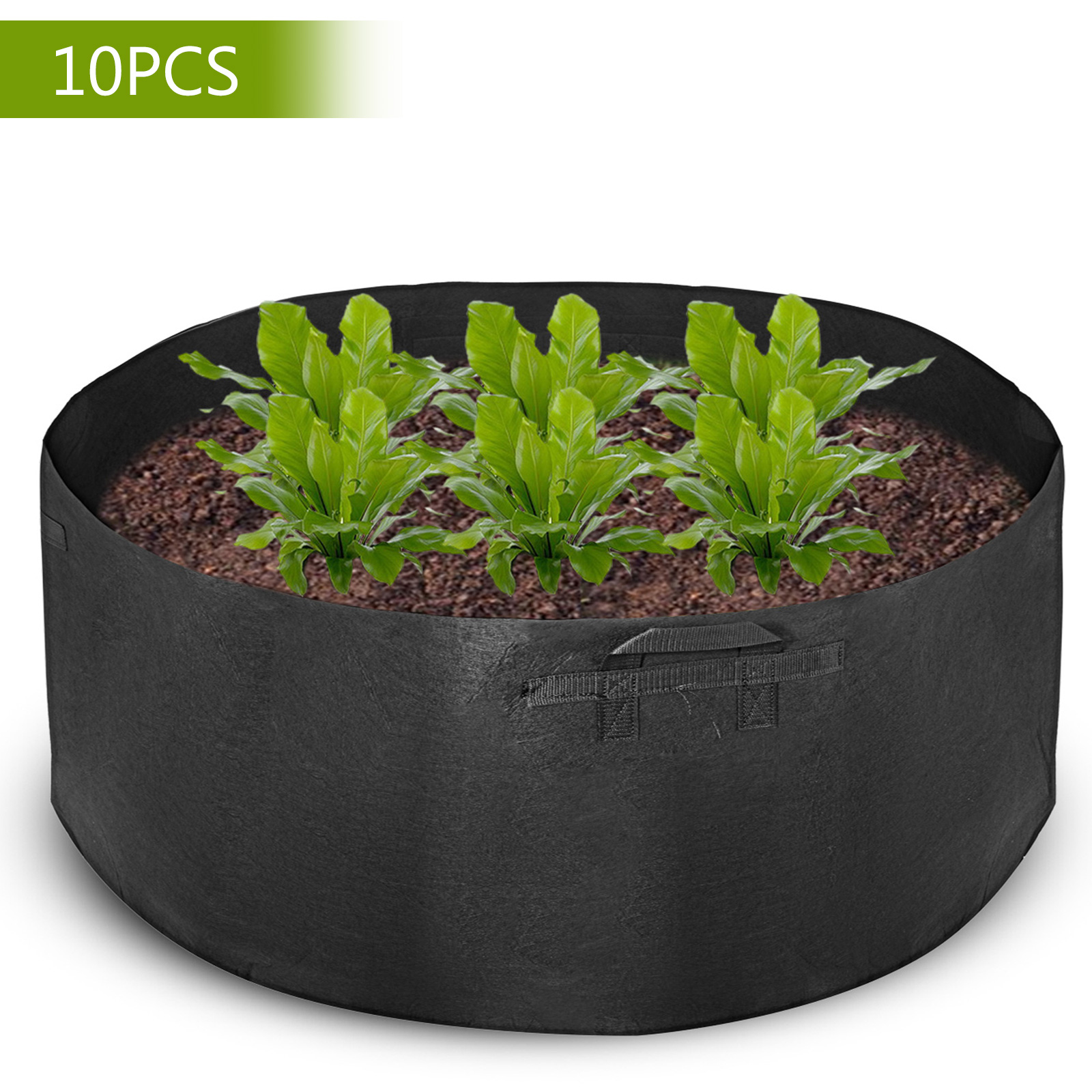 5. 5Pcs 400 Gallon Fabric Grow Bags Black Planter Smart Plant Root Pots Con...