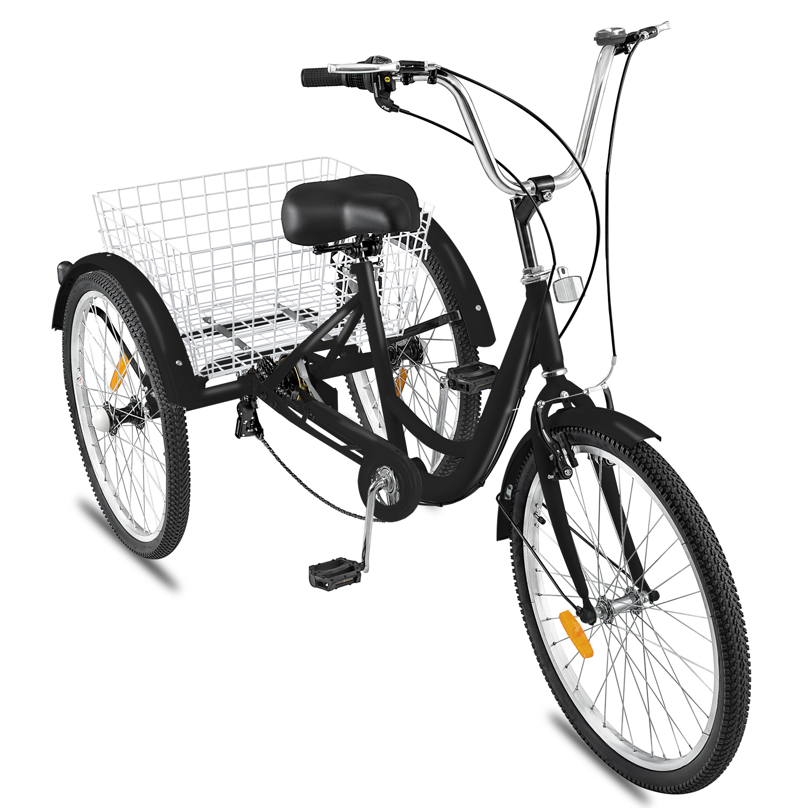 20/24/26" Adult Tricycle 1/7 Speed 3-Wheel For Shopping W/ Installation Tools 